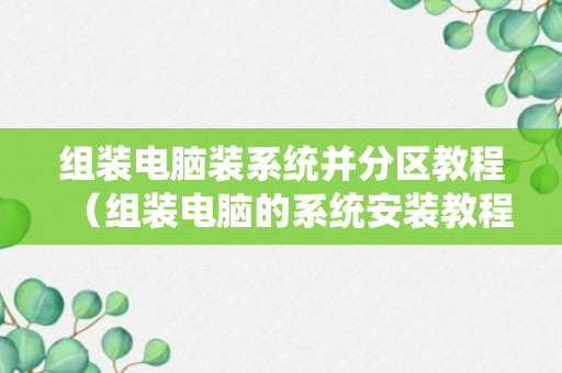 组装电脑装系统并分区教程（组装电脑的系统安装教程）