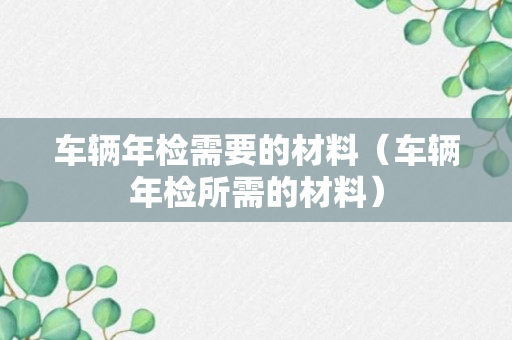 车辆年检需要的材料（车辆年检所需的材料）