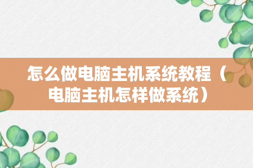 怎么做电脑主机系统教程（电脑主机怎样做系统）