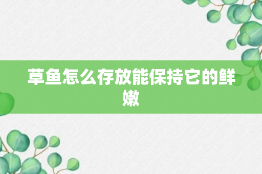 草鱼怎么存放能保持它的鲜嫩