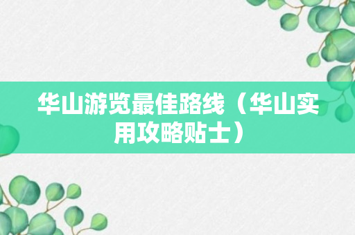 华山游览最佳路线（华山实用攻略贴士）