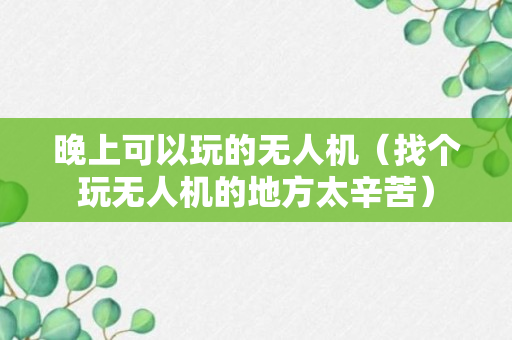 晚上可以玩的无人机（找个玩无人机的地方太辛苦）