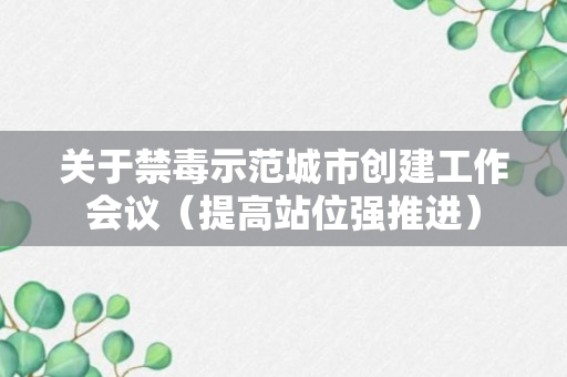 关于禁毒示范城市创建工作会议（提高站位强推进）