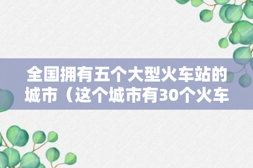 全国拥有五个大型火车站的城市（这个城市有30个火车站）