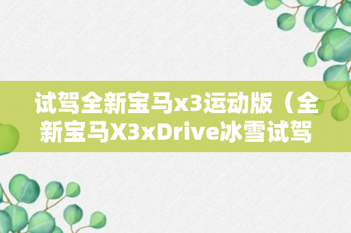 试驾全新宝马x3运动版（全新宝马X3xDrive冰雪试驾）