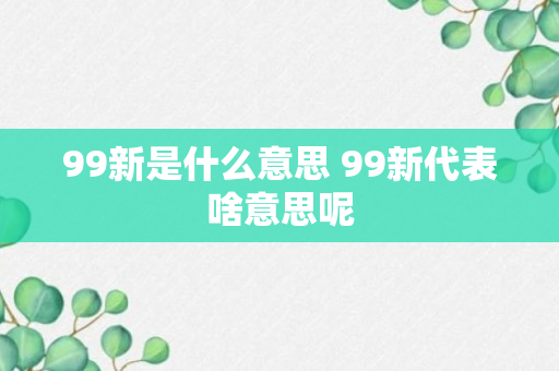 99新是什么意思 99新代表啥意思呢