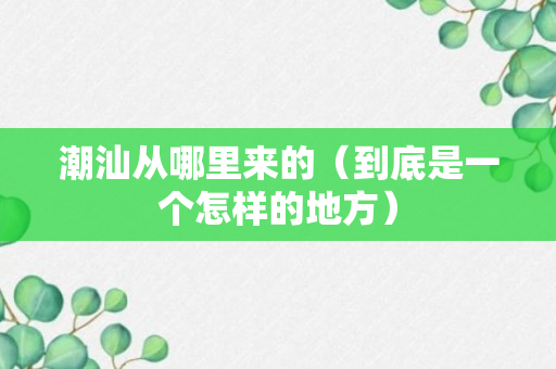 潮汕从哪里来的（到底是一个怎样的地方）