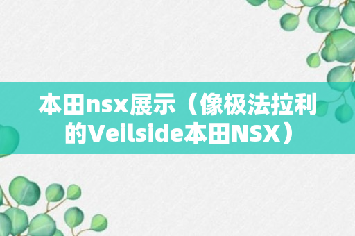 本田nsx展示（像极法拉利的Veilside本田NSX）