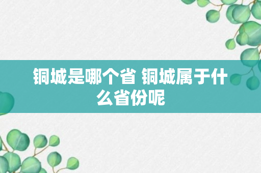 铜城是哪个省 铜城属于什么省份呢