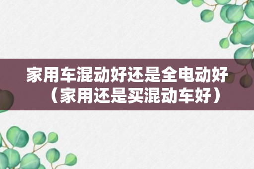 家用车混动好还是全电动好（家用还是买混动车好）