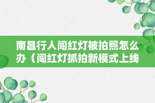 南昌行人闯红灯被拍照怎么办（闯红灯抓拍新模式上线）