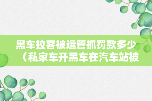 黑车拉客被运管抓罚款多少（私家车开黑车在汽车站被抓现行）