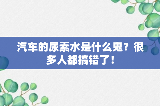 汽车的尿素水是什么鬼？很多人都搞错了！