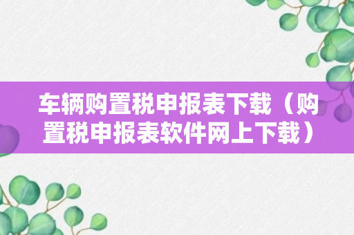 车辆购置税申报表下载（购置税申报表软件网上下载）