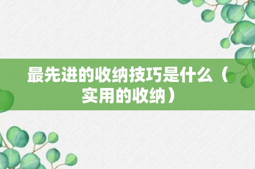 最先进的收纳技巧是什么（实用的收纳）