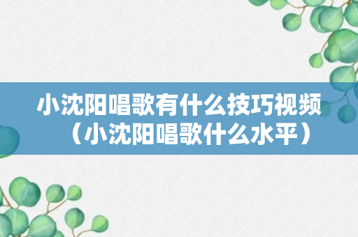 小沈阳唱歌有什么技巧视频（小沈阳唱歌什么水平）