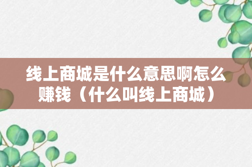 线上商城是什么意思啊怎么赚钱（什么叫线上商城）