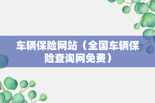 车辆保险网站（全国车辆保险查询网免费）