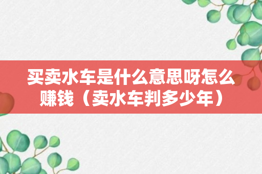 买卖水车是什么意思呀怎么赚钱（卖水车判多少年）