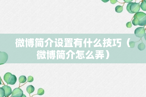 微博简介设置有什么技巧（微博简介怎么弄）