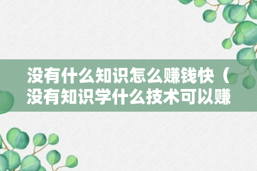 没有什么知识怎么赚钱快（没有知识学什么技术可以赚钱）