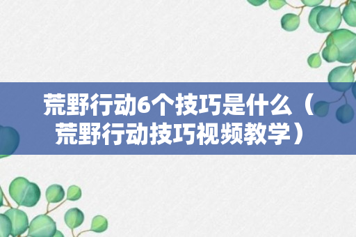 荒野行动6个技巧是什么（荒野行动技巧视频教学）