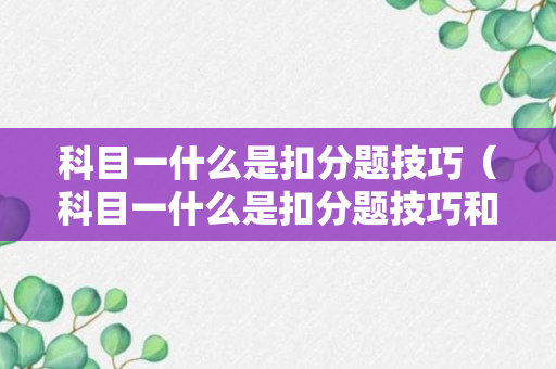 科目一什么是扣分题技巧（科目一什么是扣分题技巧和方法）