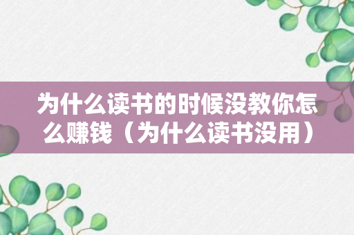 为什么读书的时候没教你怎么赚钱（为什么读书没用）