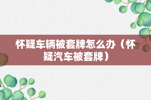 怀疑车辆被套牌怎么办（怀疑汽车被套牌）