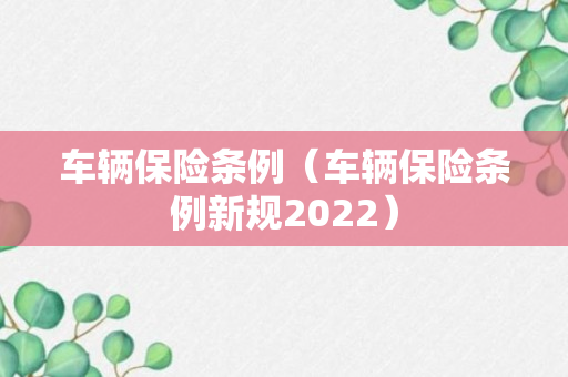 车辆保险条例（车辆保险条例新规2022）