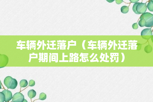 车辆外迁落户（车辆外迁落户期间上路怎么处罚）