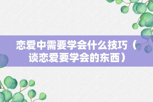 恋爱中需要学会什么技巧（谈恋爱要学会的东西）