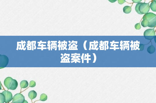 成都车辆被盗（成都车辆被盗案件）