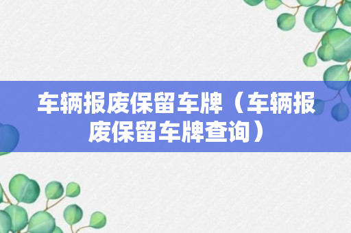 车辆报废保留车牌（车辆报废保留车牌查询）