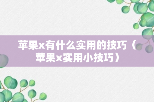 苹果x有什么实用的技巧（苹果x实用小技巧）