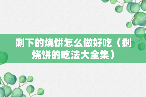 剩下的烧饼怎么做好吃（剩烧饼的吃法大全集）