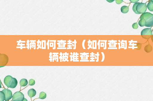 车辆如何查封（如何查询车辆被谁查封）