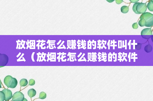 放烟花怎么赚钱的软件叫什么（放烟花怎么赚钱的软件叫什么）