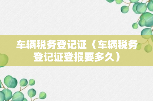 车辆税务登记证（车辆税务登记证登报要多久）