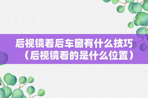 后视镜看后车窗有什么技巧（后视镜看的是什么位置）