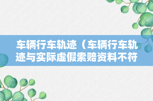 车辆行车轨迹（车辆行车轨迹与实际虚假索赔资料不符）