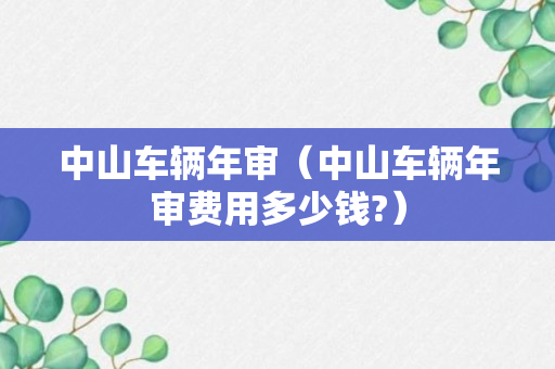 中山车辆年审（中山车辆年审费用多少钱?）