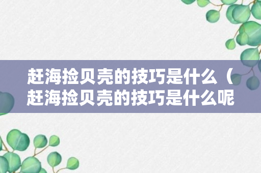 赶海捡贝壳的技巧是什么（赶海捡贝壳的技巧是什么呢）