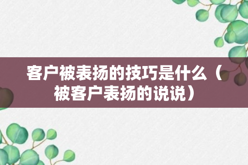 客户被表扬的技巧是什么（被客户表扬的说说）