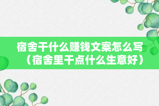 宿舍干什么赚钱文案怎么写（宿舍里干点什么生意好）