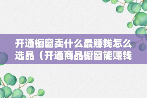 开通橱窗卖什么最赚钱怎么选品（开通商品橱窗能赚钱吗）