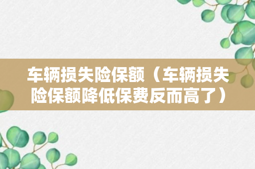 车辆损失险保额（车辆损失险保额降低保费反而高了）