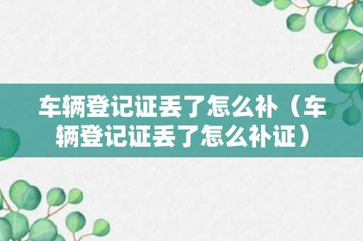 车辆登记证丢了怎么补（车辆登记证丢了怎么补证）