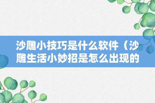 沙雕小技巧是什么软件（沙雕生活小妙招是怎么出现的）