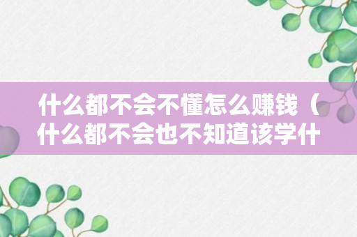 什么都不会不懂怎么赚钱（什么都不会也不知道该学什么）